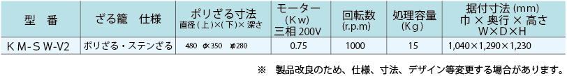 KM-SW型 一台で殺菌と冷却処理のできる脱水機|食品用脱水機・産業用